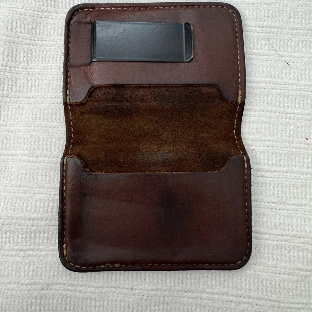 Holtz Leather Co Wallet Money Clip Brown Leather‎ Minimalist Bifold USA